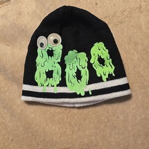 032726 Cat & Jack™ Toddler Unisex Google Eye BOO Slime Beanie Hat Black 2T-5T bo